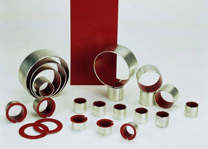Self Lubricating Bearing Low-Carbon Steel + Porous Bronze + PTFE Merah